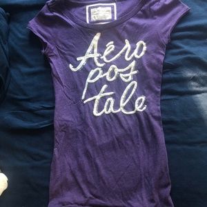 Aeropostale purple graphic tee logo size medium